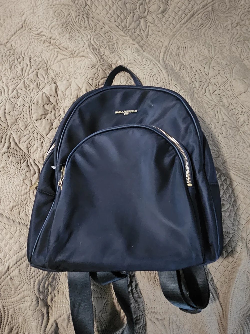 Karl Lagerfeld Navy and Gold Accent Backpack